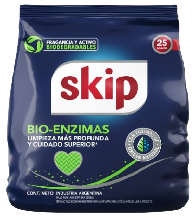 Imagen del producto Jabon en Polvo SKIP Bio-Enzimas Baja espuma 600 gr